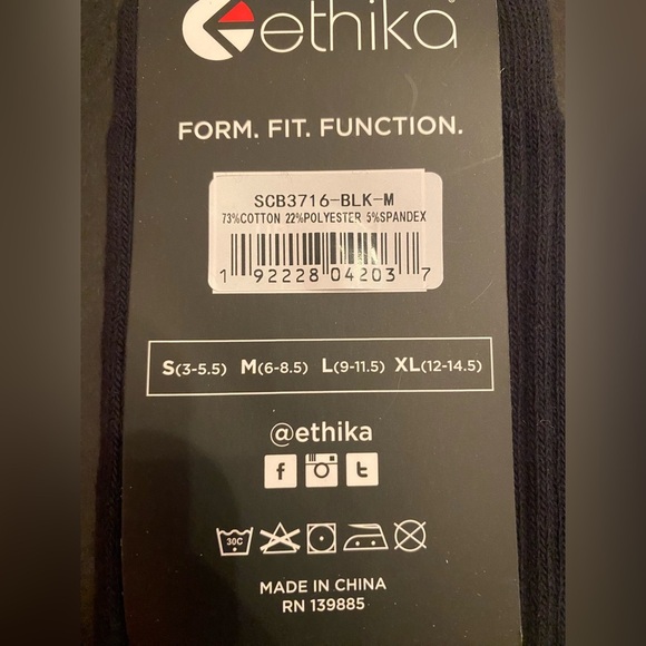 ETHIKA Men's Black Crew Socks - Size Medium 6-8.5 - Picture 4 of 5